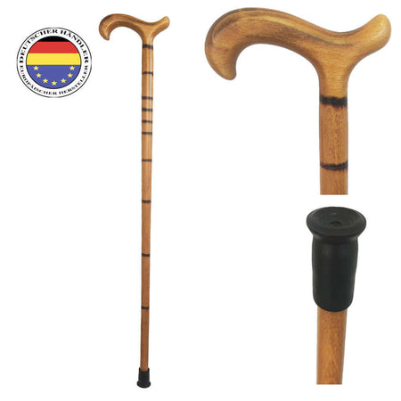Bambus Gehstock mit Derbygriff 90 cm, stabiler Bambusschaft, rutschfester Gummipuffer, bis 100 kg