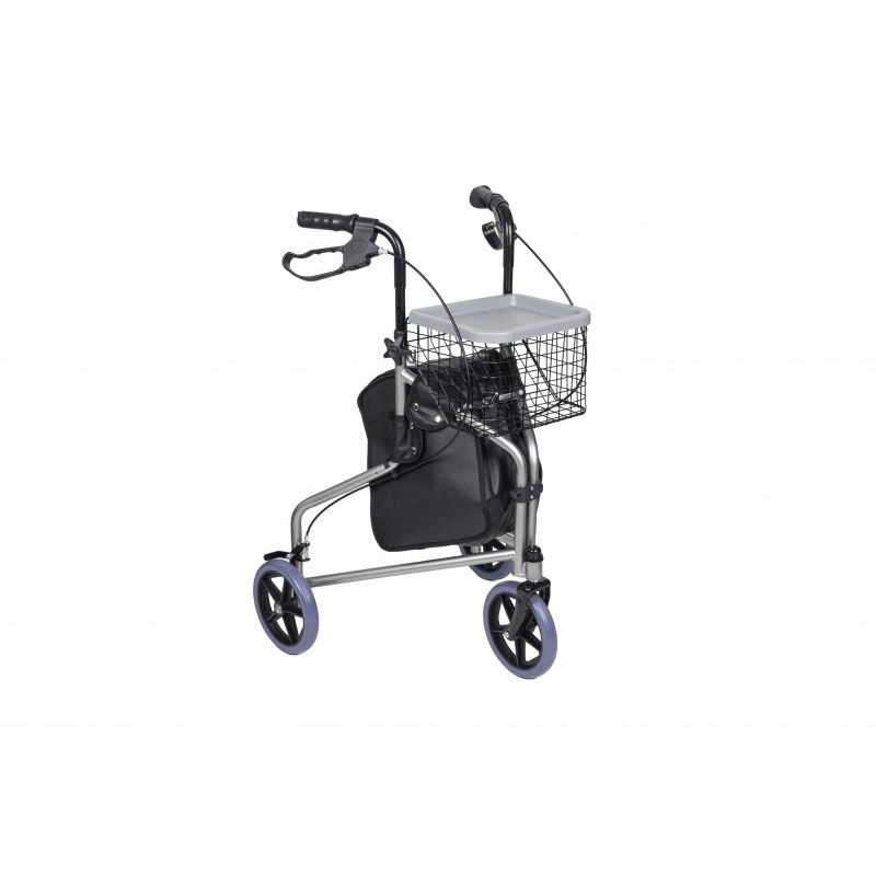 Dreirad Rollator mit Korb – leichter, wendiger Rollator mit Stahlrahmen, 8-Zoll-Rädern und Einkaufskorb für Alltag & Mobilität