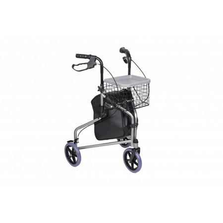 Dreirad Rollator mit Korb – leichter, wendiger Rollator mit Stahlrahmen, 8-Zoll-Rädern und Einkaufskorb für Alltag & Mobilität