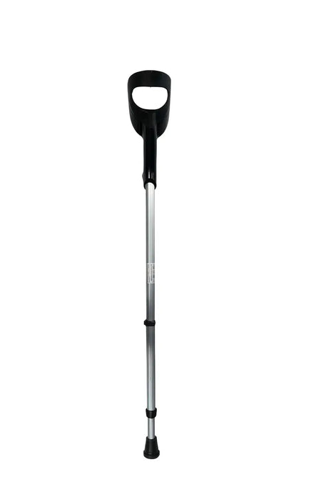 unterarmgehstützen evolution Pivoflex ergonomische Unterarmgehstütze 130 kg belastbar, schwarz-silberner Gehstock freigestellt