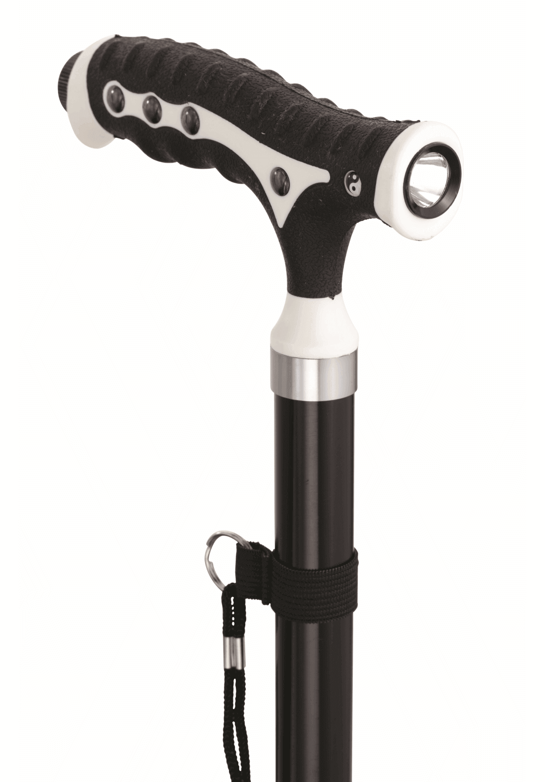 Aluminium T-Gehstock verstellbar mit LED-Beleuchtung und ergonomischem T-Griff, rutschfestem Standfuß und Handschlaufe