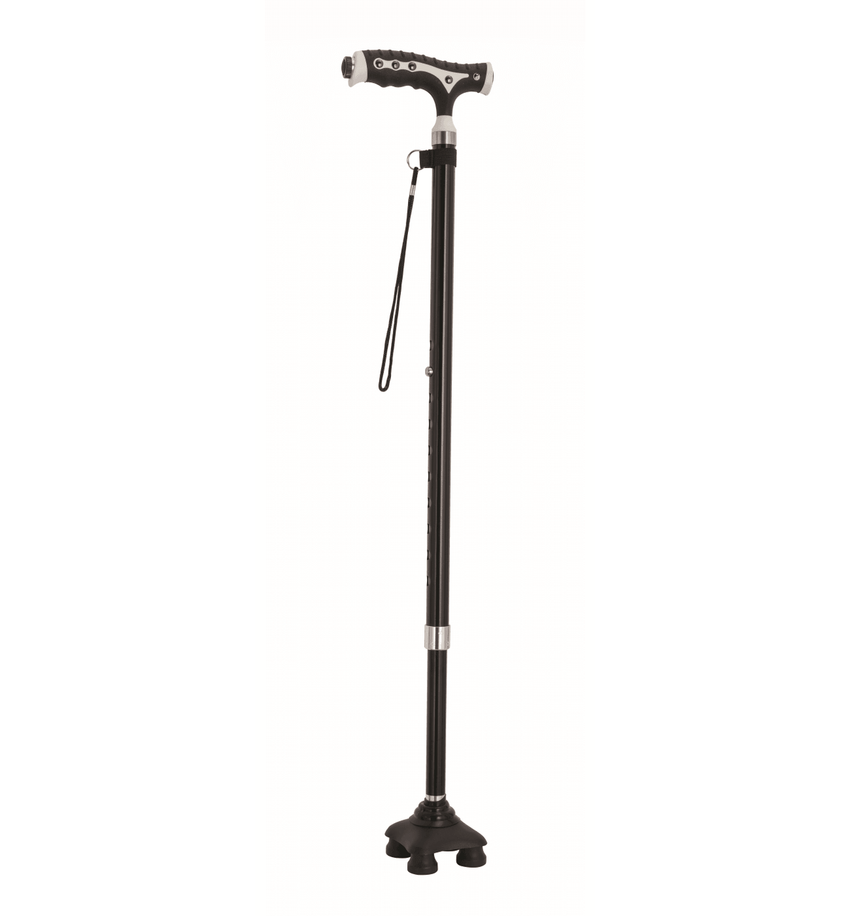 Aluminium T-Gehstock verstellbar mit LED-Griff, Handschlaufe und rutschfestem Standfuß – sicherer Gehstock für Senioren