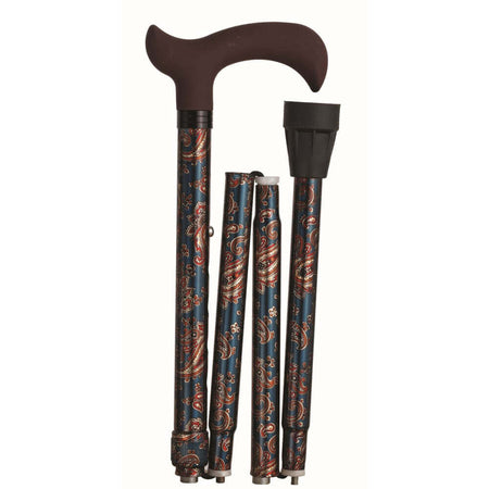 Faltstock leicht faltbar höhenverstellbar bis 110 kg mit Paisley-Design, kompakt zusammenklappbar, ergonomischer Griff
