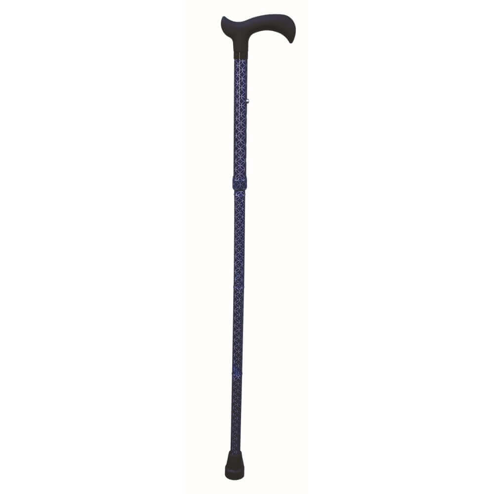 Faltstock leicht höhenverstellbar und faltbar bis 110 kg, Gehstock mit ergonomischem Griff und rutschfester Spitze, Design Blau