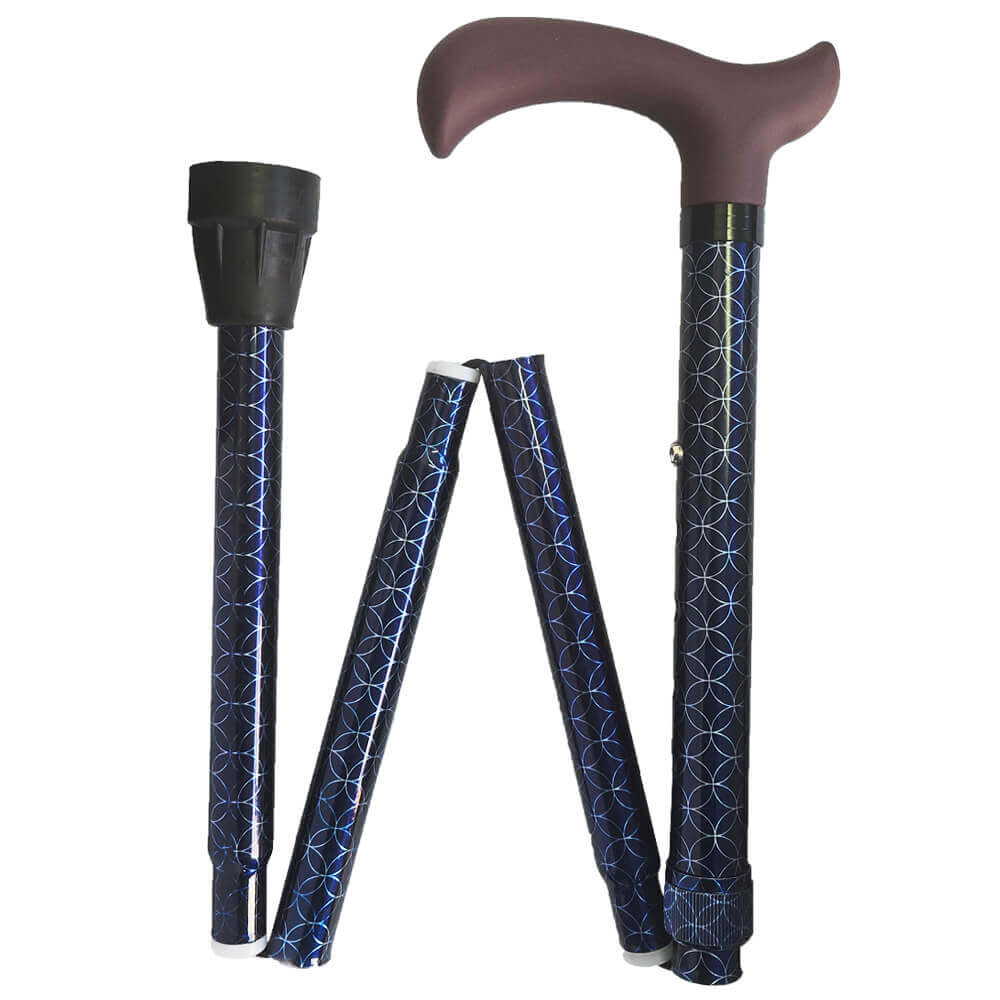 Faltstock leicht faltbar, höhenverstellbar bis 110 kg, Design-Gehstock mit ergonomischem Griff und Faltsegmenten