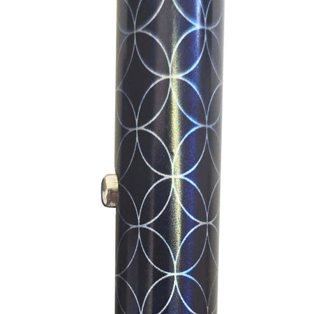  Faltstock leicht mit modernem Kreis-Design in Schwarz, Detailansicht des Schafts, faltbar und höhenverstellbar bis 110 kg