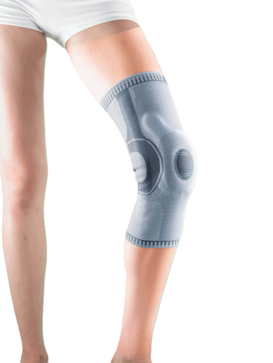 Knieorthese zur Patellastabilisierung Oppo AccuTex – graue Kniebandage mit Silikoneinlage zur Patellaführung