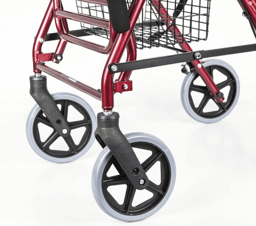 Rollator mit Fußstütze aus Aluminium, faltbar, stabile Räder und Korb für sicheren Alltagseinsatz bis 120 kg