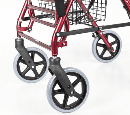 Rollator mit Fußstütze aus Aluminium, faltbar, stabile Räder und Korb für sicheren Alltagseinsatz bis 120 kg