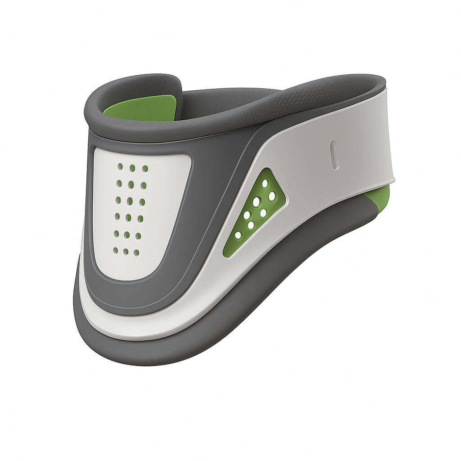 Orthopädischer Halskragen mit Belüftung, ergonomische Nackenstütze zur Stabilisierung der Halswirbelsäule, grau-weiß