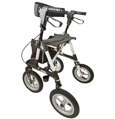 Outdoor Rollator Luftreifen, faltbarer Aluminium-Geländerollator mit Sitz, robust bis 136 kg