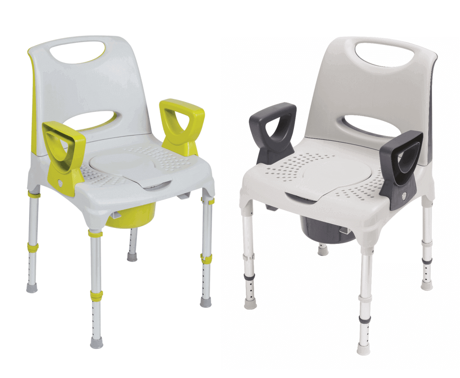 Dusch Toilettenstuhl AQ-TICA 2in1 höhenverstellbar, stabil bis 150 kg, Dusch- und Toilettenstuhl mit Armlehnen und Eimer