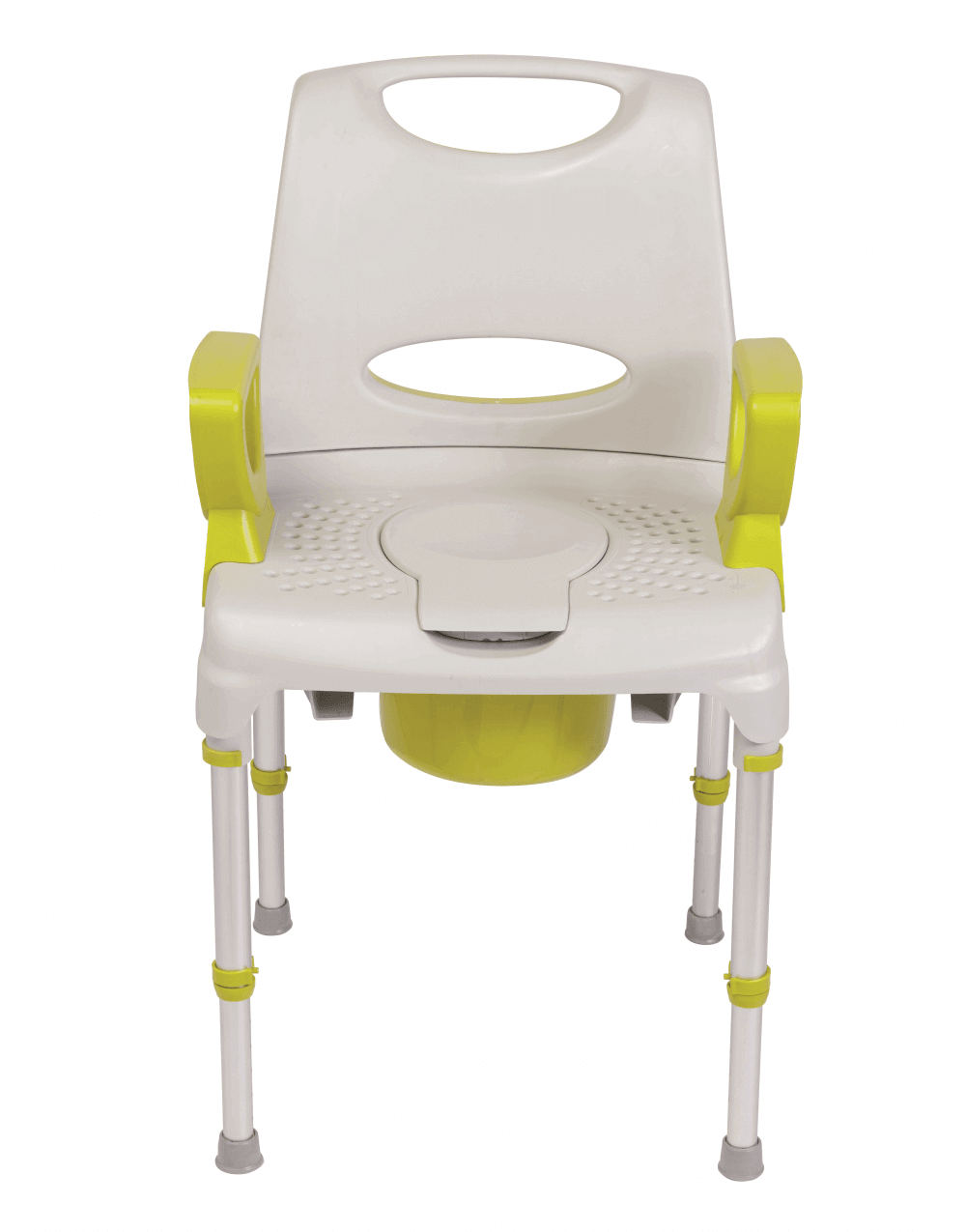 Dusch Toilettenstuhl AQ-TICA 2in1 höhenverstellbar bis 150 kg, stabiler Dusch- und Toilettenstuhl mit Armlehnen und Eimer