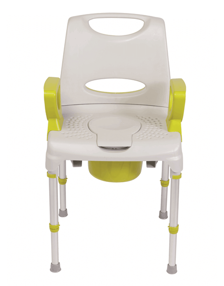 Dusch Toilettenstuhl AQ-TICA 2in1 höhenverstellbar bis 150 kg, stabiler Dusch- und Toilettenstuhl mit Armlehnen und Eimer