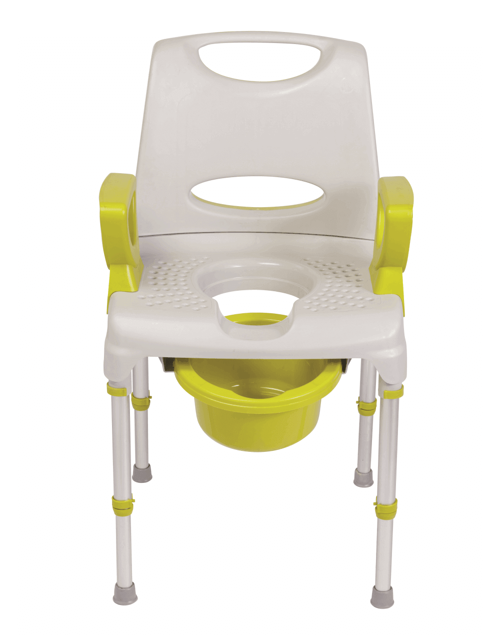Dusch Toilettenstuhl AQ-TICA 2in1 höhenverstellbar bis 150 kg, stabiler Dusch- und Toilettenstuhl mit Eimer und Armlehnen