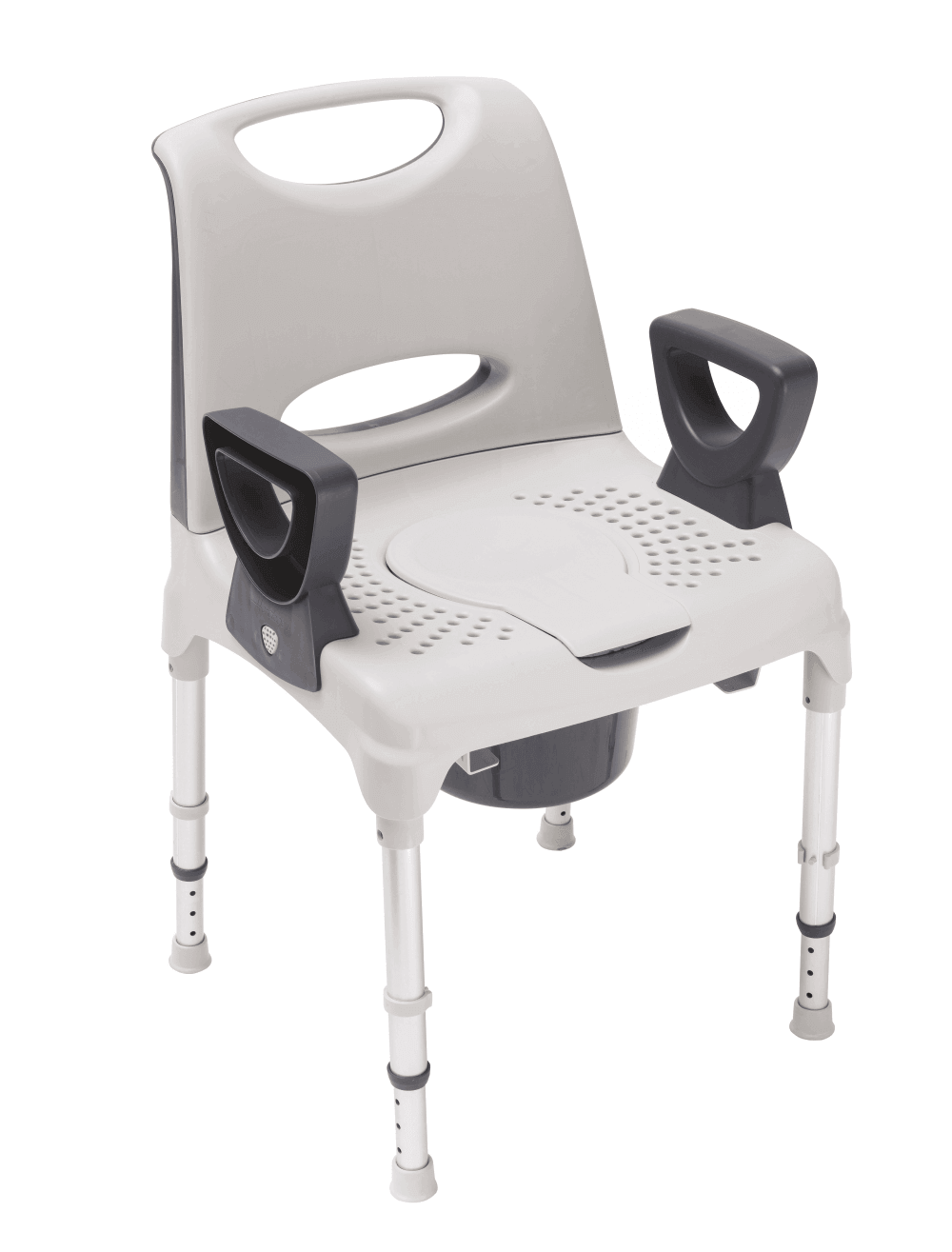 Dusch Toilettenstuhl AQ-TICA 2in1 höhenverstellbar bis 150 kg, stabiler Dusch- und Toilettenstuhl mit Armlehnen
