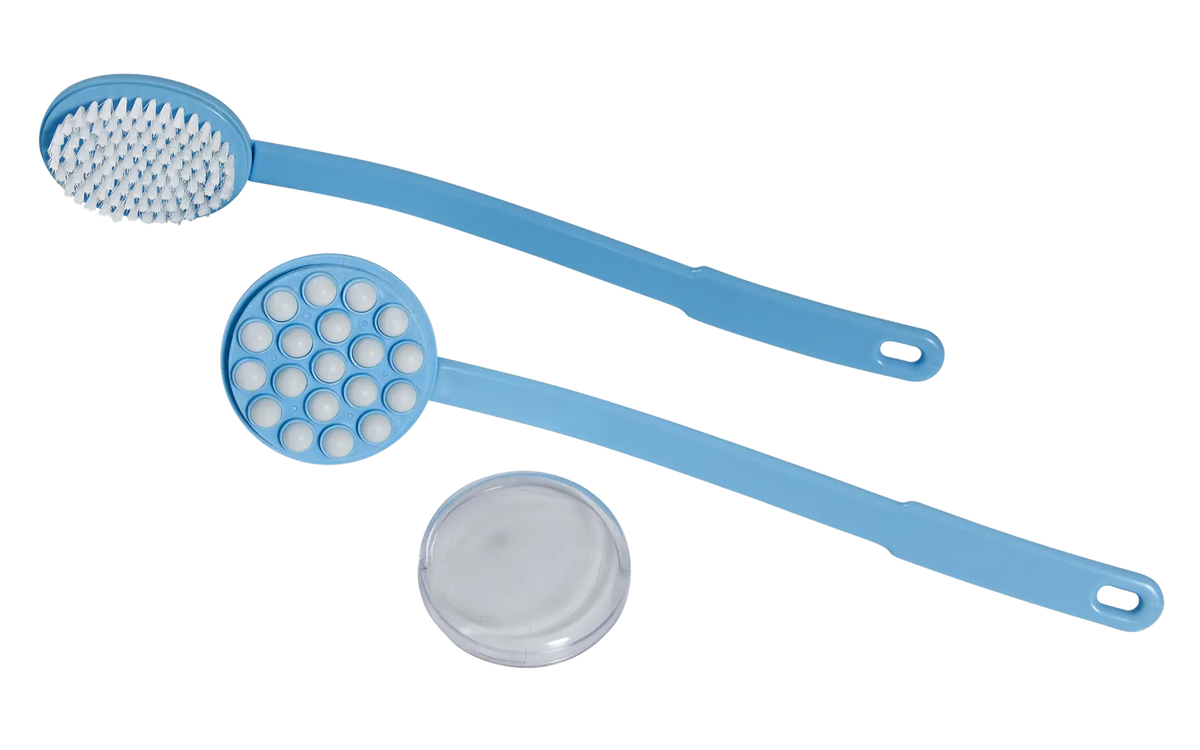 Lotion-Cremer 2-teiliges Set mit Rückenbürste und Creme-Aufsatz, Eincremehilfe für Rücken, Schultern und Körper