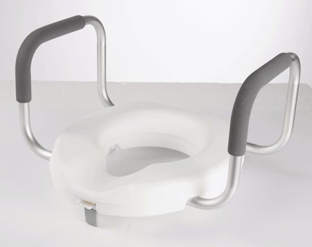 WC Toilettensitzerhöhung mit Haltegriffen, rutschfest, 10 cm Erhöhung für sicheres Hinsetzen und Aufstehen