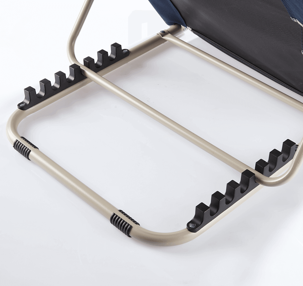 Komfort-Rückenstütze Detailansicht des stabilen Metallrahmens mit 6 Winkelrastern für ergonomische Sitzposition im Bett
