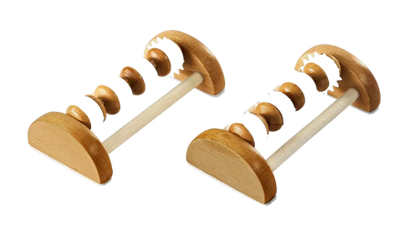 Holz Massageroller 2 Stück – Fuß- & Körpermassage Roller aus Holz zur Selbstmassage von Füßen, Beinen und Reflexzonen