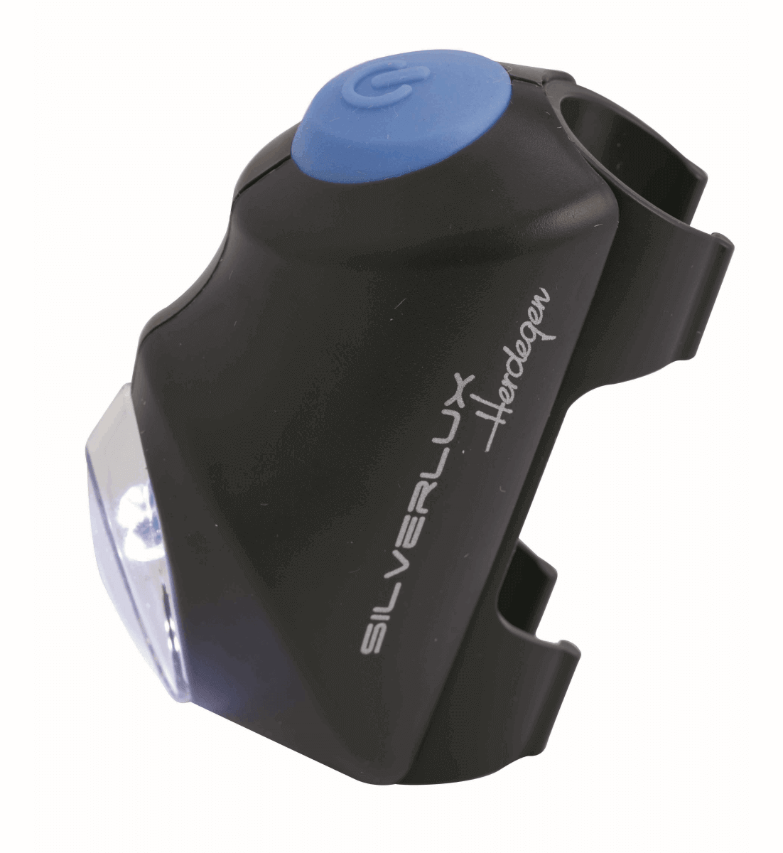 LED-Sicherheitsleuchte für Gehhilfen Silverlux® mit Clipbefestigung und LED-Licht, schwarz mit blauem Knopf