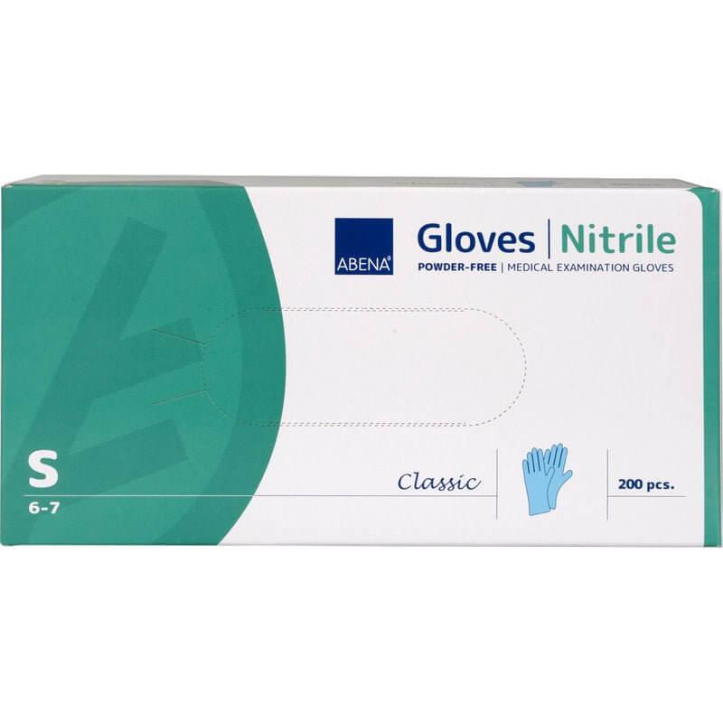 nitril handschuhe puderfrei blau – Abena Gloves Nitrile Classic, Größe S 6-7, 200 Stück, robuste hygienische Einmalhandschuhe