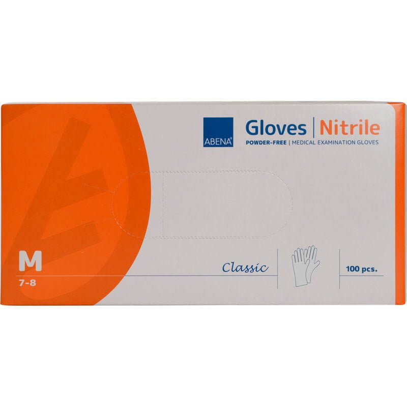 nitril handschuhe puderfrei Classic Einweghandschuhe ABENA Gloves Nitrile puderfrei, Größe M, 100 Stück