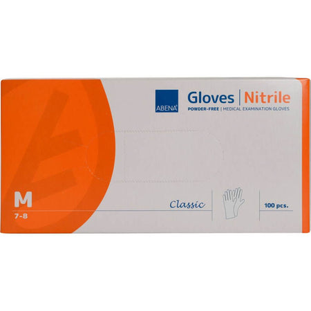nitril handschuhe puderfrei Classic Einweghandschuhe ABENA Gloves Nitrile puderfrei, Größe M, 100 Stück