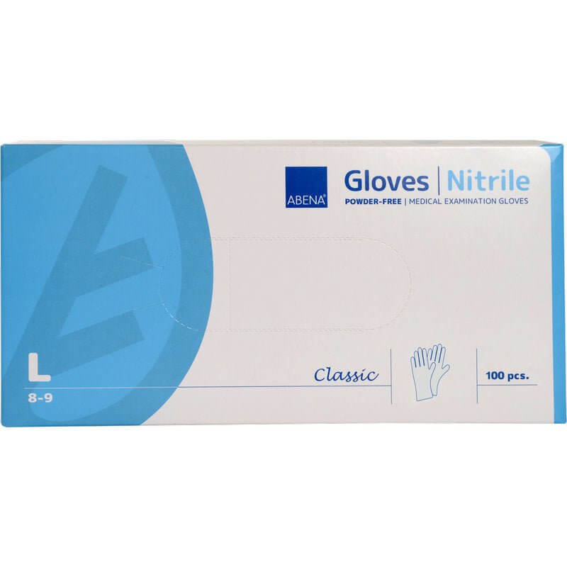 nitril handschuhe puderfrei Classic Einweghandschuhe in Box, ABENA Gloves Nitrile, Größe L, 100 Stück
