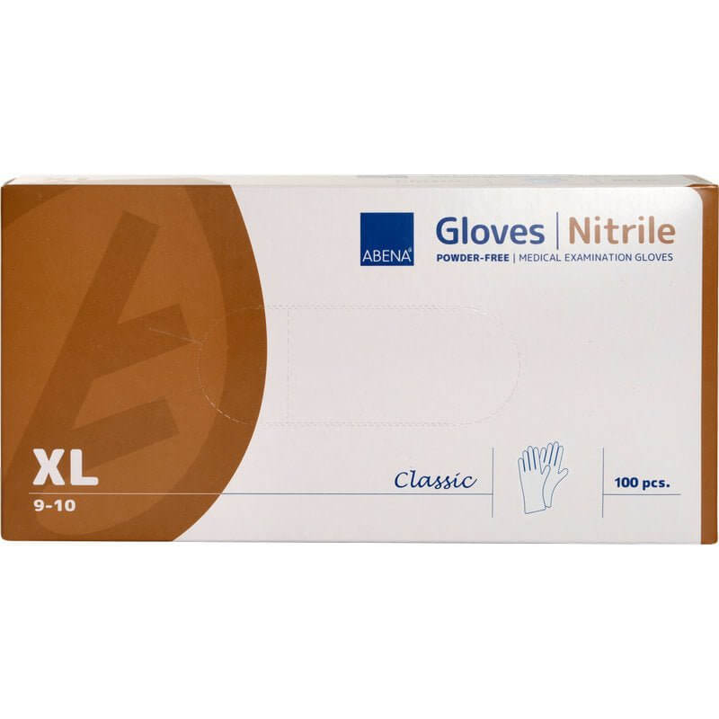 nitril handschuhe puderfrei Classic Einweghandschuhe XL 9-10, Abena Gloves Nitrile puderfrei, 100 Stück, medizinische Untersuchungshandschuhe