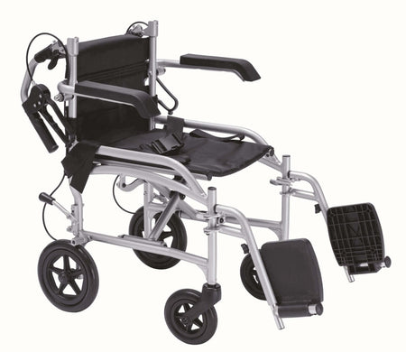 Transferstuhl faltbar 2in1 Rollstuhl & Rollator ALIV’UP, 10,6 kg, bis 100 kg, klappbarer Transportstuhl mit Fußstützen