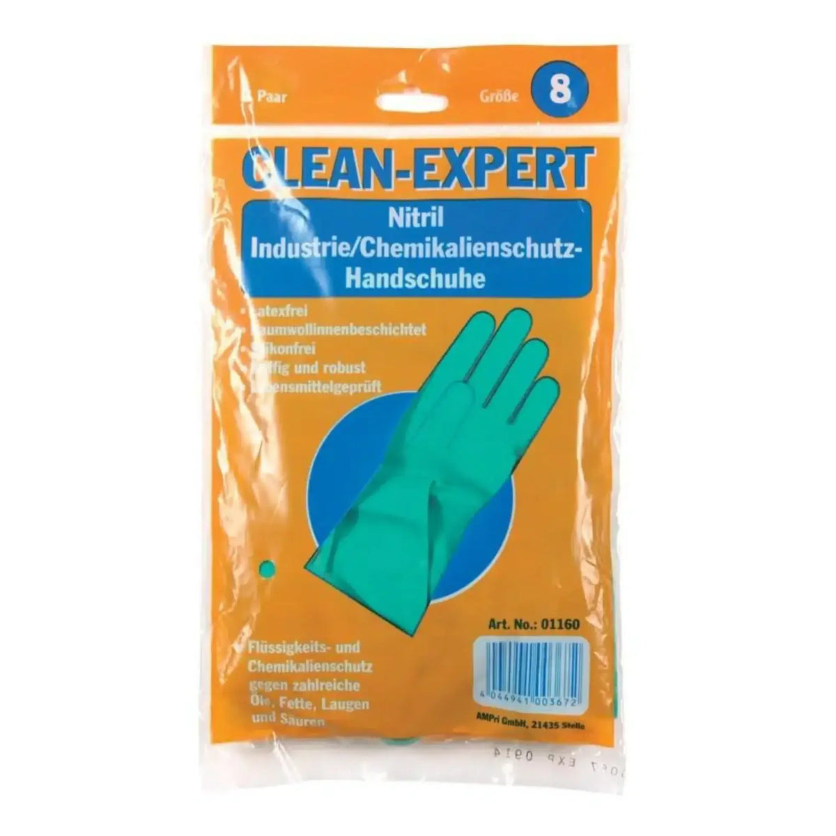 chemikalienschutzhandschuhe nitril CLEAN-EXPERT Nitril Industrie-/Chemikalienschutzhandschuhe Größe 8, robust & beständig