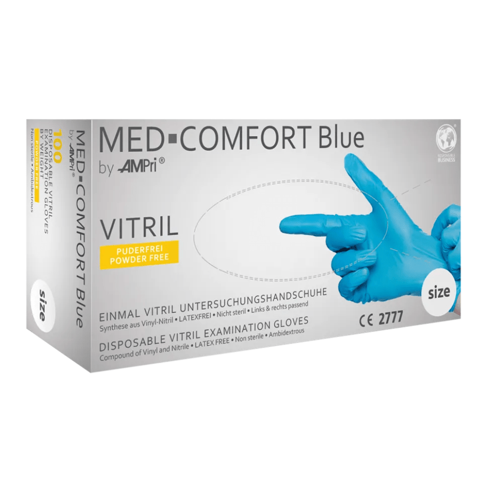 AMPri MED-COMFORT BLUE Vitrilhandschuhe puderfrei, Blau