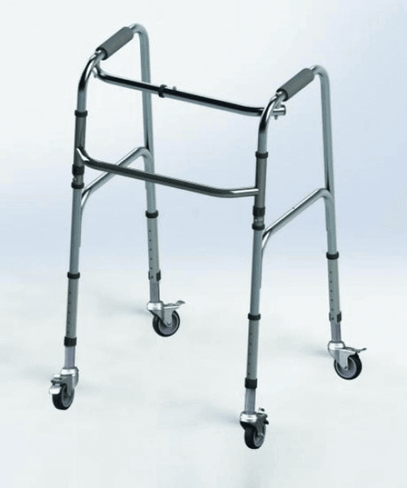 Gehbock mit 4 Lenkrädern, höhenverstellbarer Rollator-Gehrahmen mit 360° schwenkbaren Rädern für wendiges Gehen