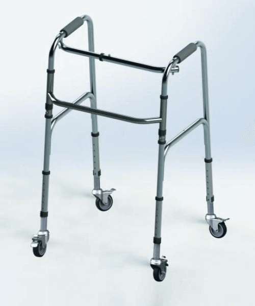 Gehbock mit 4 Lenkrädern, höhenverstellbarer Rollator-Gehrahmen mit 360° schwenkbaren Rädern für wendiges Gehen