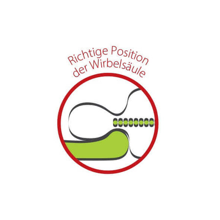 Orthopädisches Schlafkissen – Grafik zur richtigen Position der Wirbelsäule für ergonomischen Liegekomfort