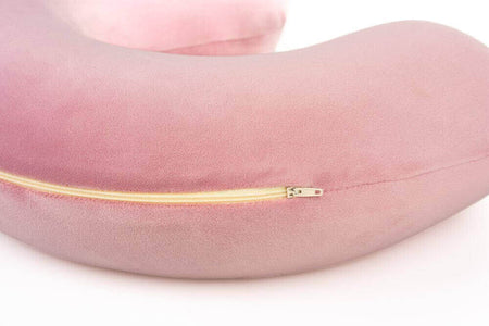Nackenhörnchen Memory Schaum orthopädisches Reisekissen in Rosa mit Reißverschluss, ergonomische Nacken- und Schulterstütze