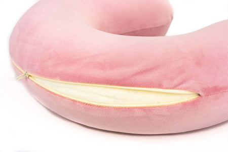 Nackenhörnchen Memory Schaum orthopädisches Reisekissen mit Reißverschluss, rosa Nackenkissen für Nacken- und Schulterstütze