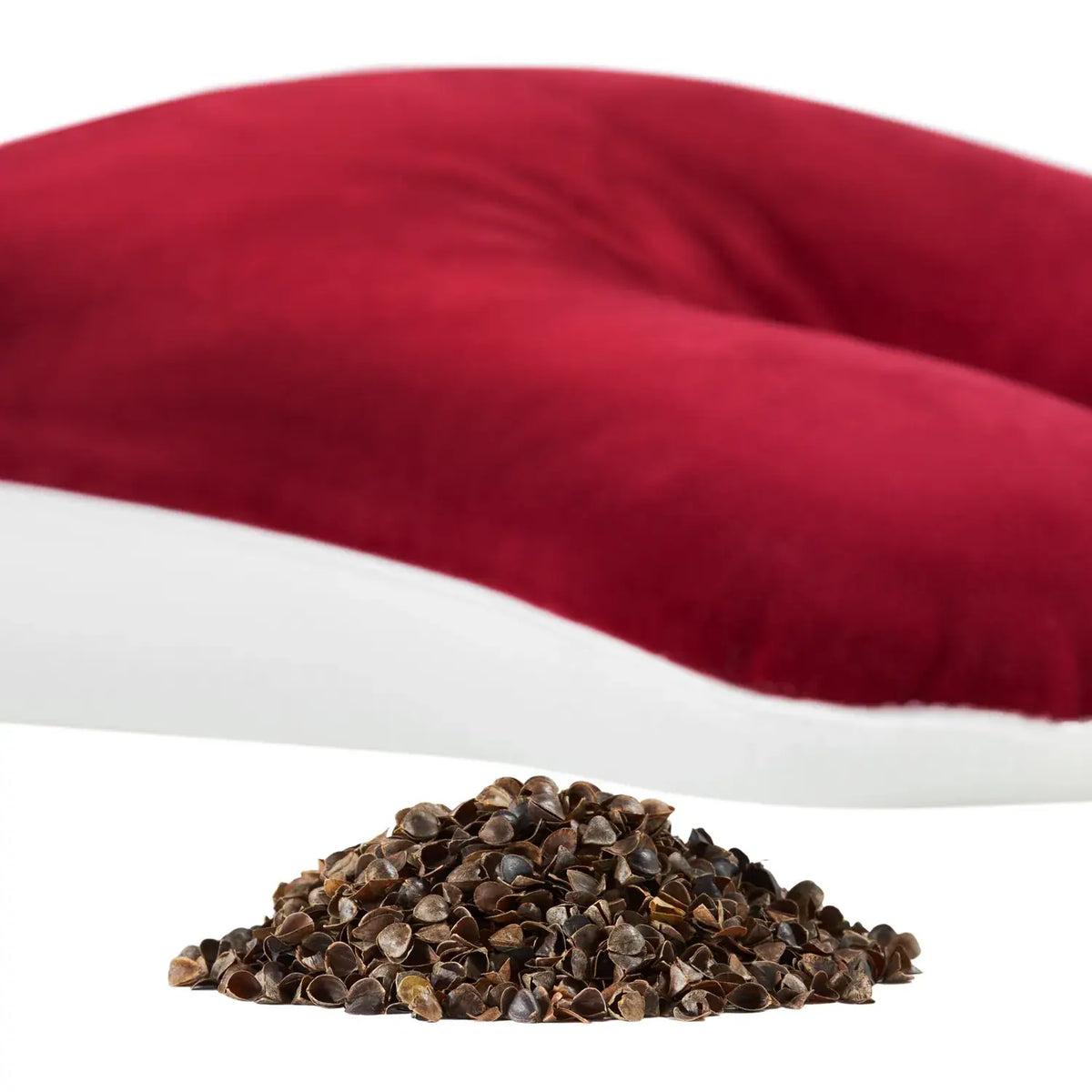 Schönheitskissen Anti-Falten orthopädisches Nackenkissen mit Buchweizenschalenfüllung, ergonomisches Kissen in Rot-Weiß