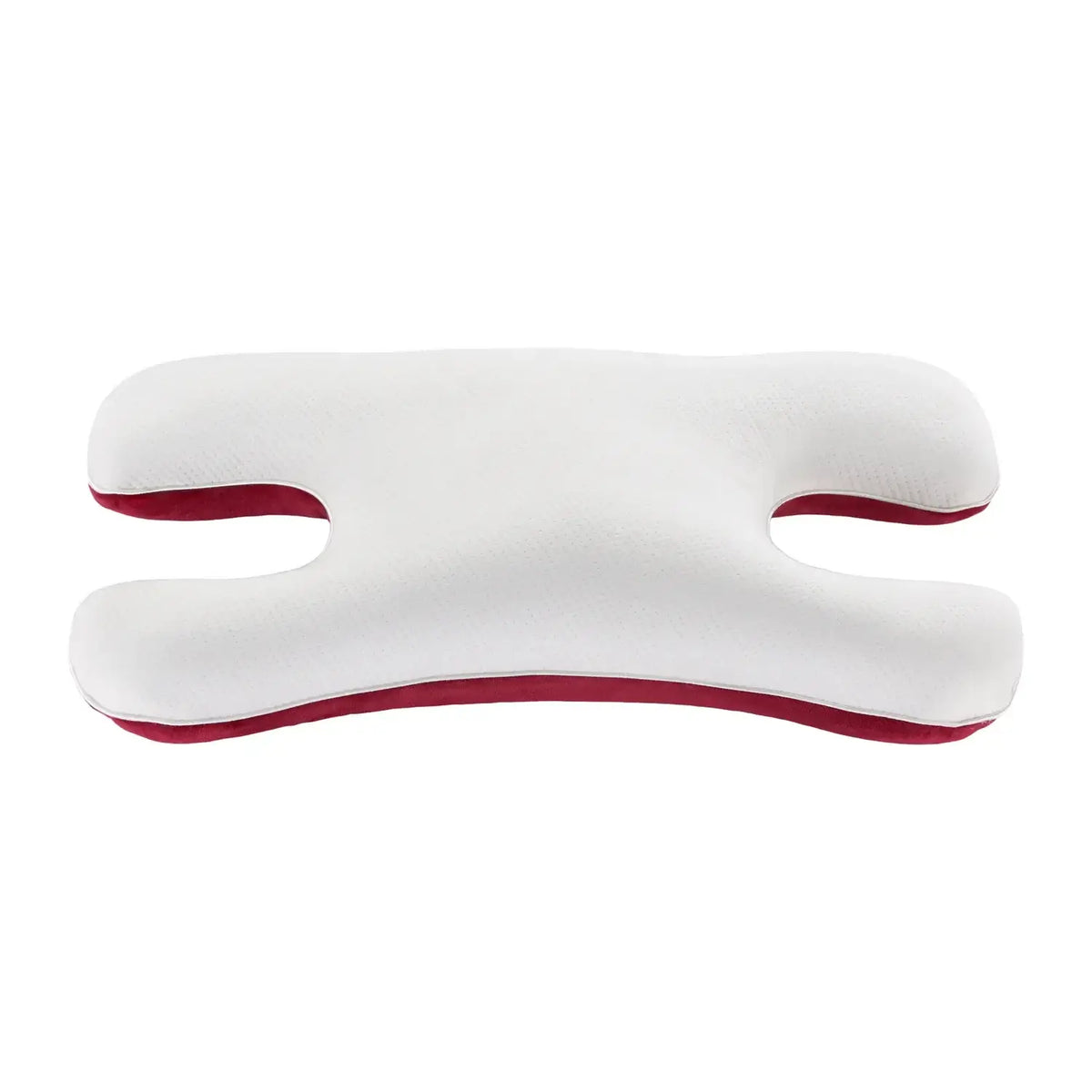 Schönheitskissen Anti-Falten – orthopädisches Nackenkissen mit ergonomischer Form, weiß-rot, zur Nackenstütze beim Schlafen