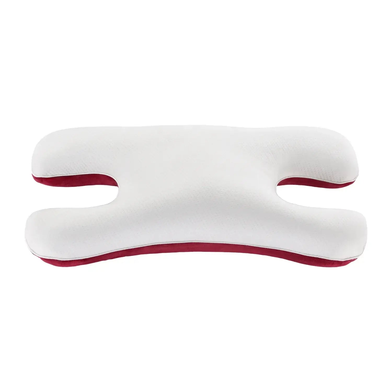 Schönheitskissen Anti-Falten – orthopädisches Nackenkissen mit ergonomischer Form, weiß-rot, zur Nackenstütze beim Schlafen