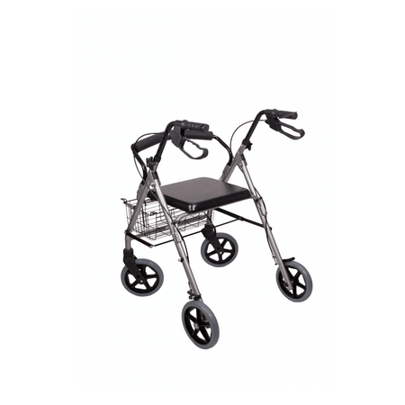Aluminium Rollator faltbar mit Sitzfläche und Einkaufskorb, leichter Aluminiumrahmen mit vier Rädern für sicheren Alltag