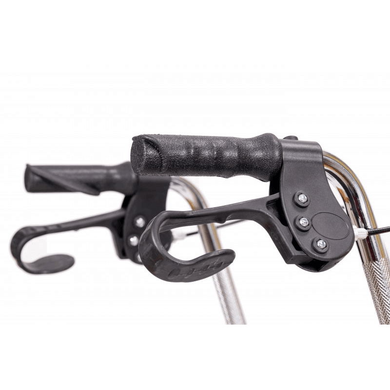 Aluminium Rollator faltbar – Detailansicht Handgriff mit Bremse und ergonomischem Griff am Antar Rollator