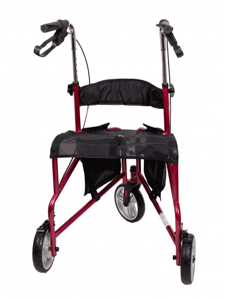 3-Rad Rollator leicht und wendig, faltbarer Indoor-Rollator aus Aluminium mit Handgriffen und Tasche, ideal für enge Innenräume