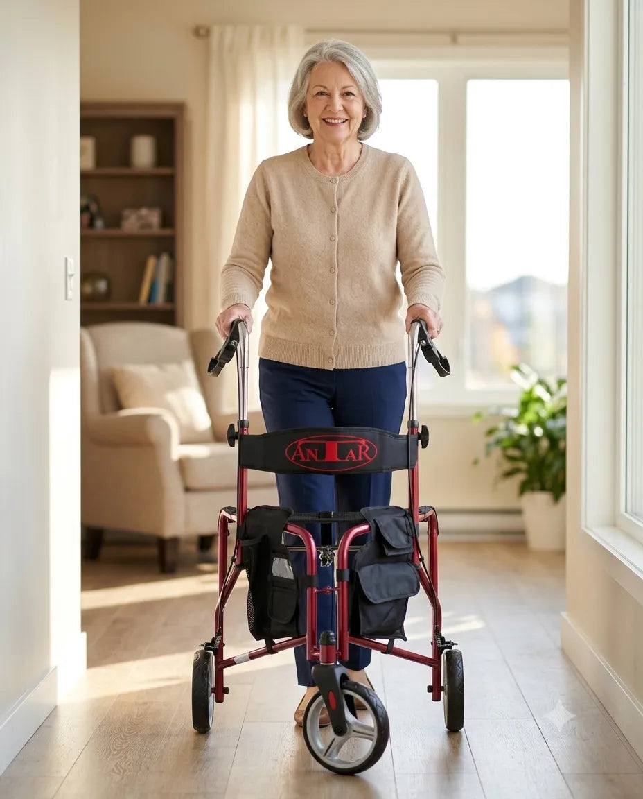 3-Rad Rollator leicht – wendig & faltbar für Innenräume