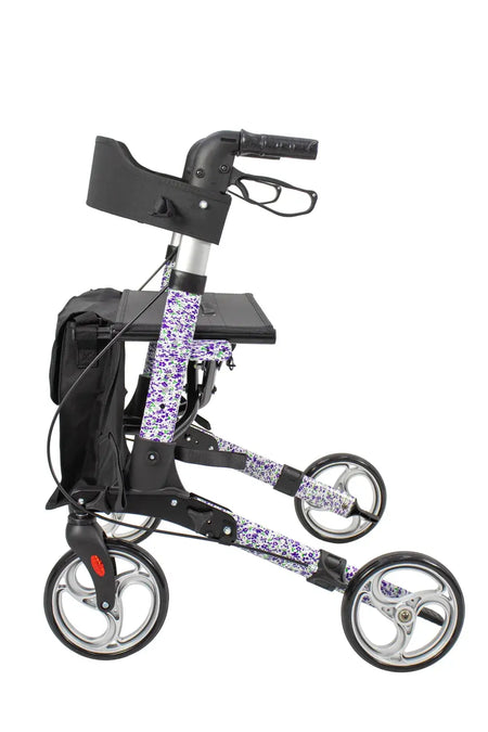 Leichtgewicht Reise Rollator 3-fach faltbar, 7,2 kg, lila Sonderedition Reise-Rollator mit Sitz, Tasche und großen Rädern