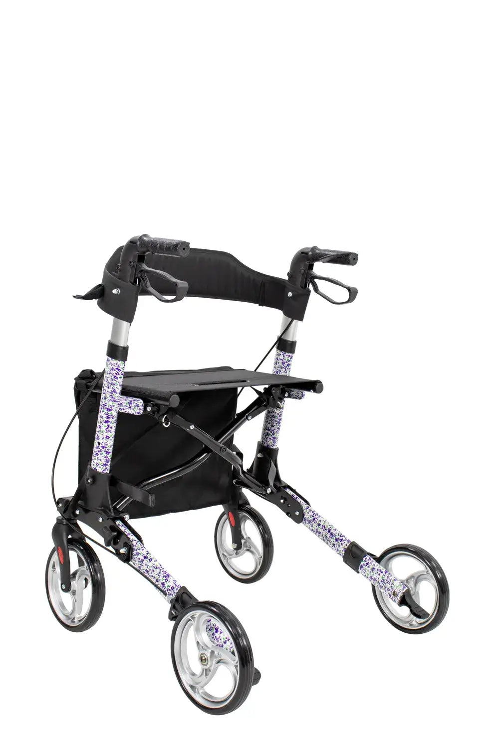 Leichtgewicht Reise Rollator 3-fach faltbar, 7,2 kg, lila Sonderedition mit Tasche und 4 Rädern – ideal für Reisen