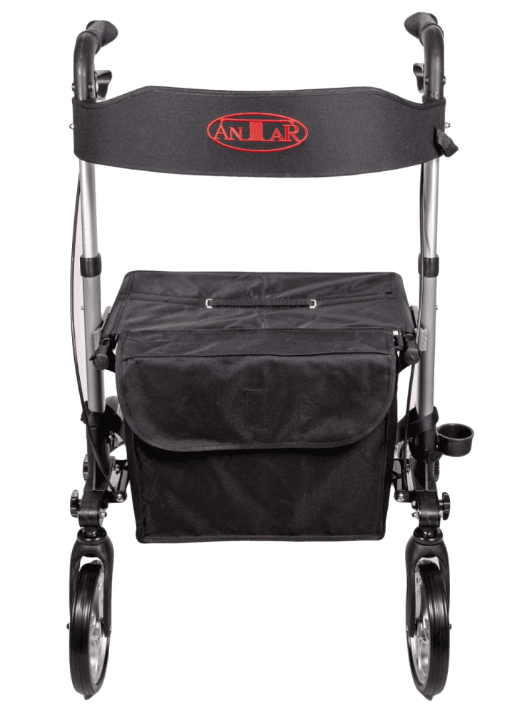 Leichtgewicht Reise Rollator 3-fach faltbar, 7,2 kg, Rollator mit Tasche und Rückenlehne, schwarz