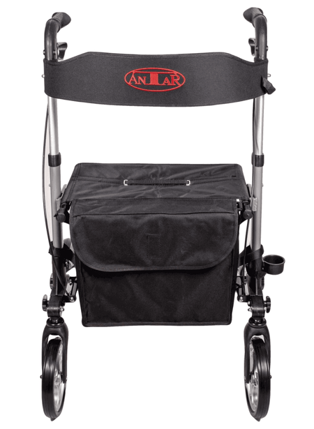 Leichtgewicht Reise Rollator 3-fach faltbar, 7,2 kg, Rollator mit Tasche und Rückenlehne, schwarz