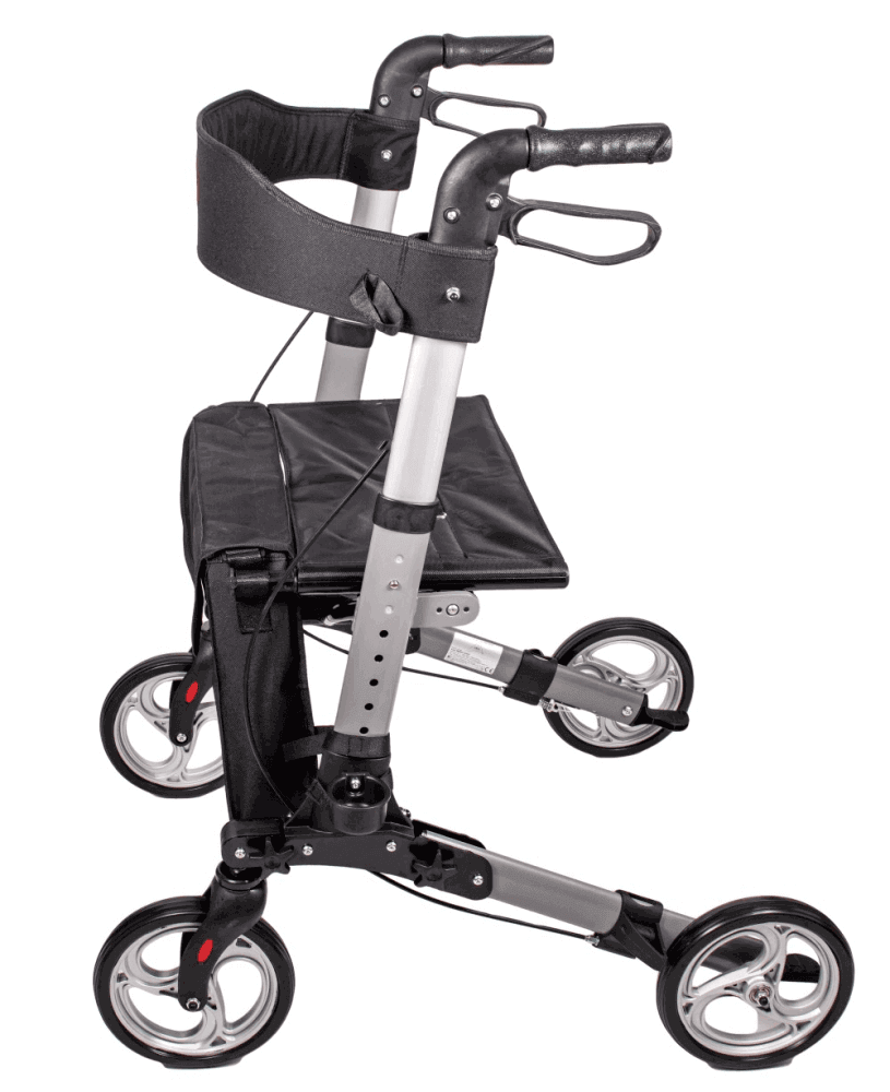 Leichtgewicht Reise Rollator 3-fach faltbar mit 4 Rädern, Sitzfläche und Tasche – nur 7,2 kg, ideal für unterwegs
